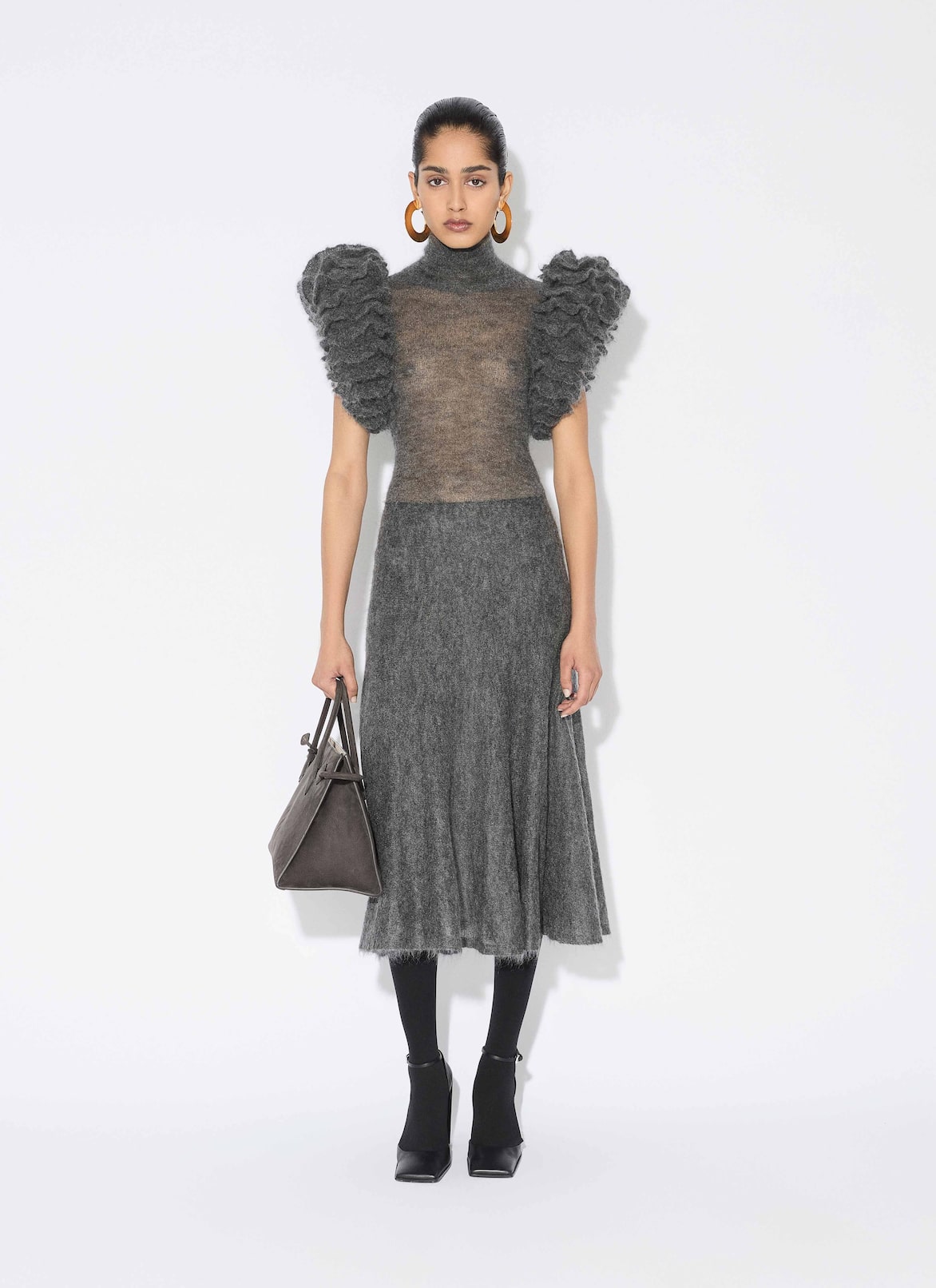 MOHAIR KNIT CIRCLE SKIRT ALAÏA GRAY MOHAIR KNIT CIRCLE SKIRT